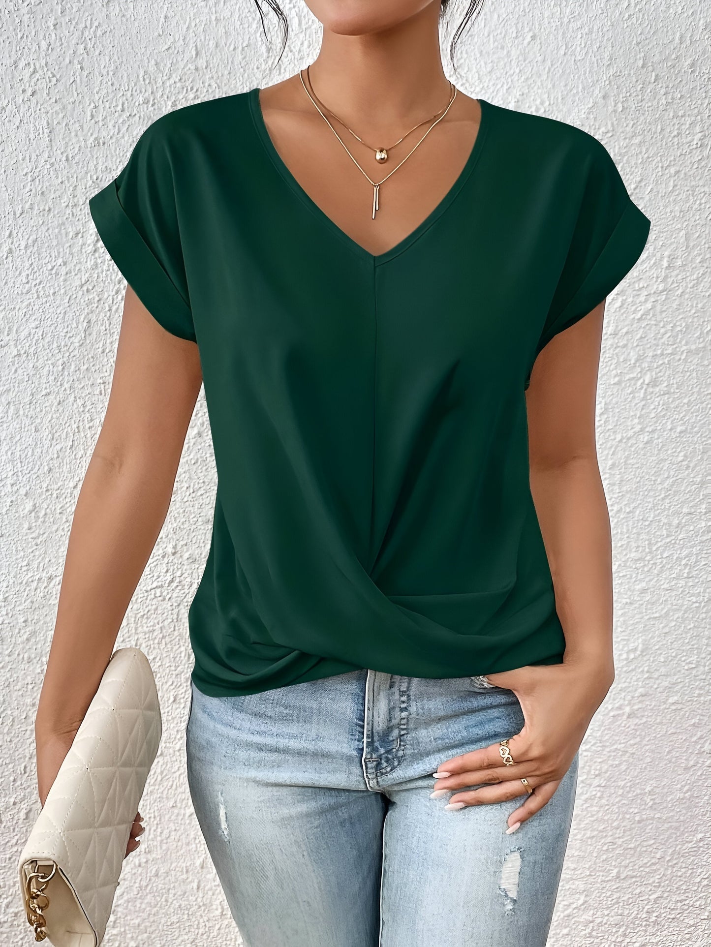 Stilværk™ | Casual T-shirt med sweetheart halsudskæring