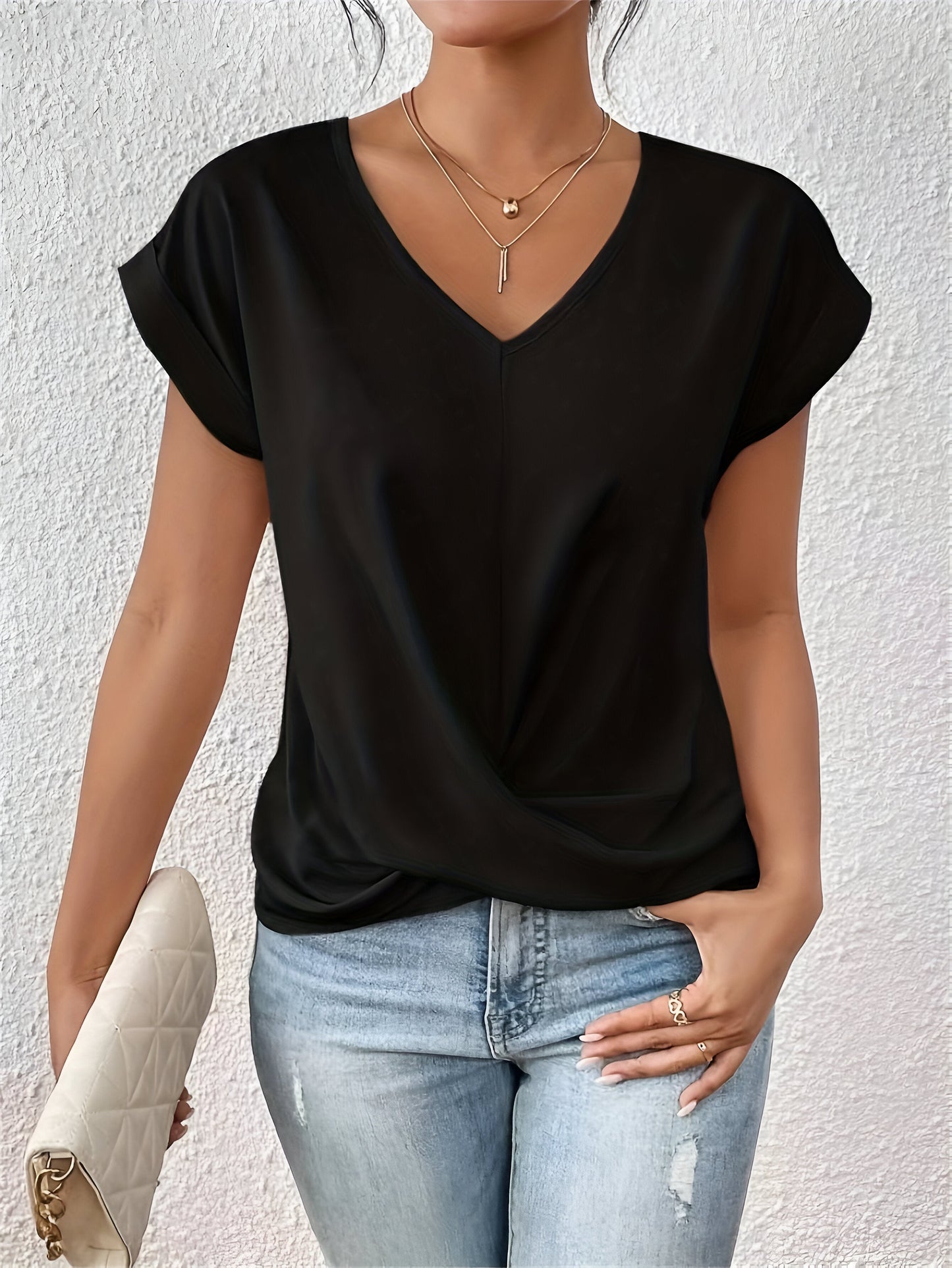 Stilværk™ | Casual T-shirt med sweetheart halsudskæring