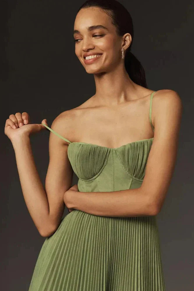 Stilværk™ | Bustier plisseret tyl Fit & Flare midikjole
