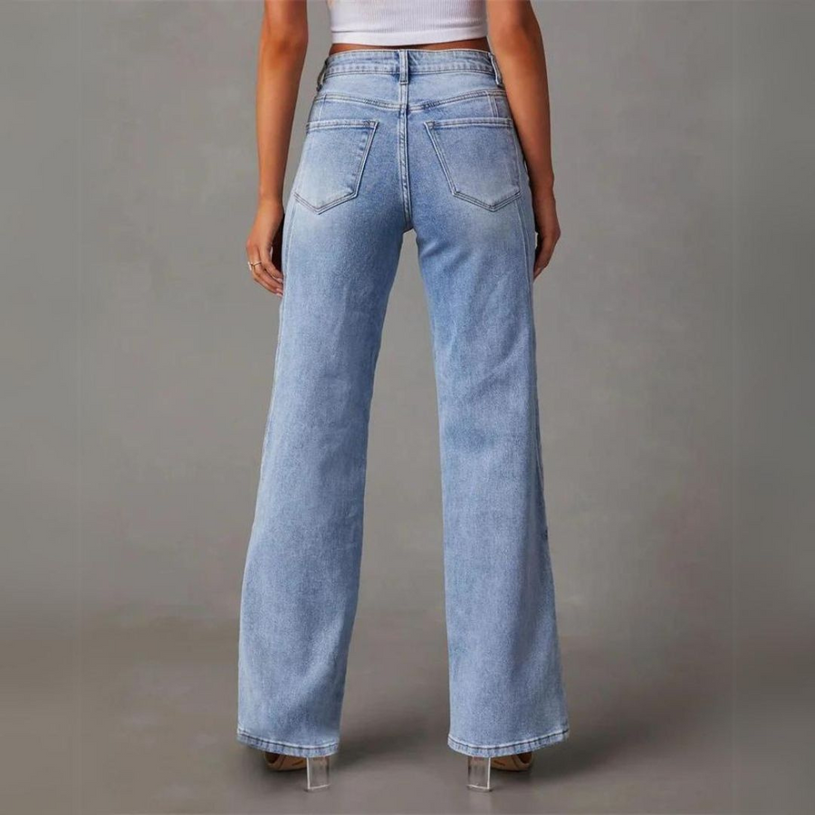 Stilværk™ | Stilfulde Højtaljede Wide-Leg Jeans