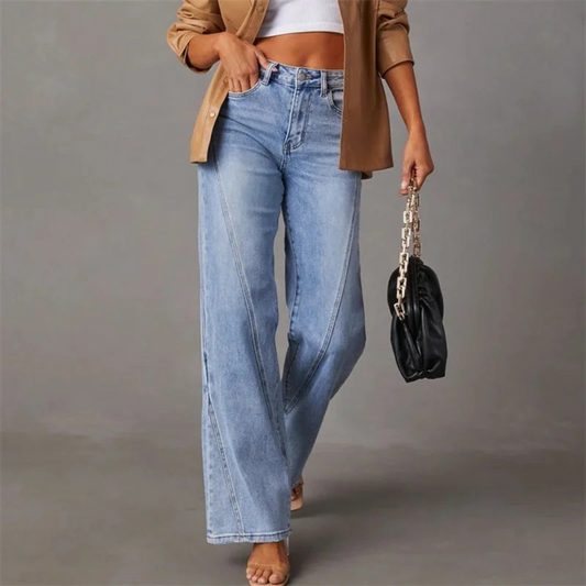 Stilværk™ | Stilfulde Højtaljede Wide-Leg Jeans