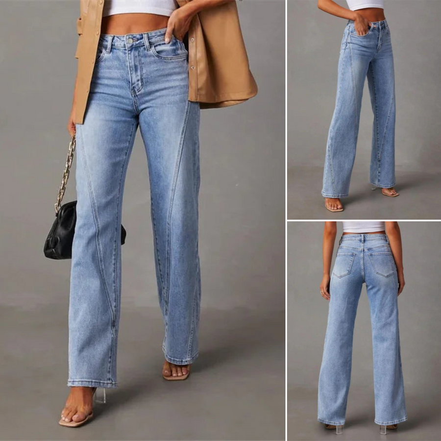 Stilværk™ | Stilfulde Højtaljede Wide-Leg Jeans