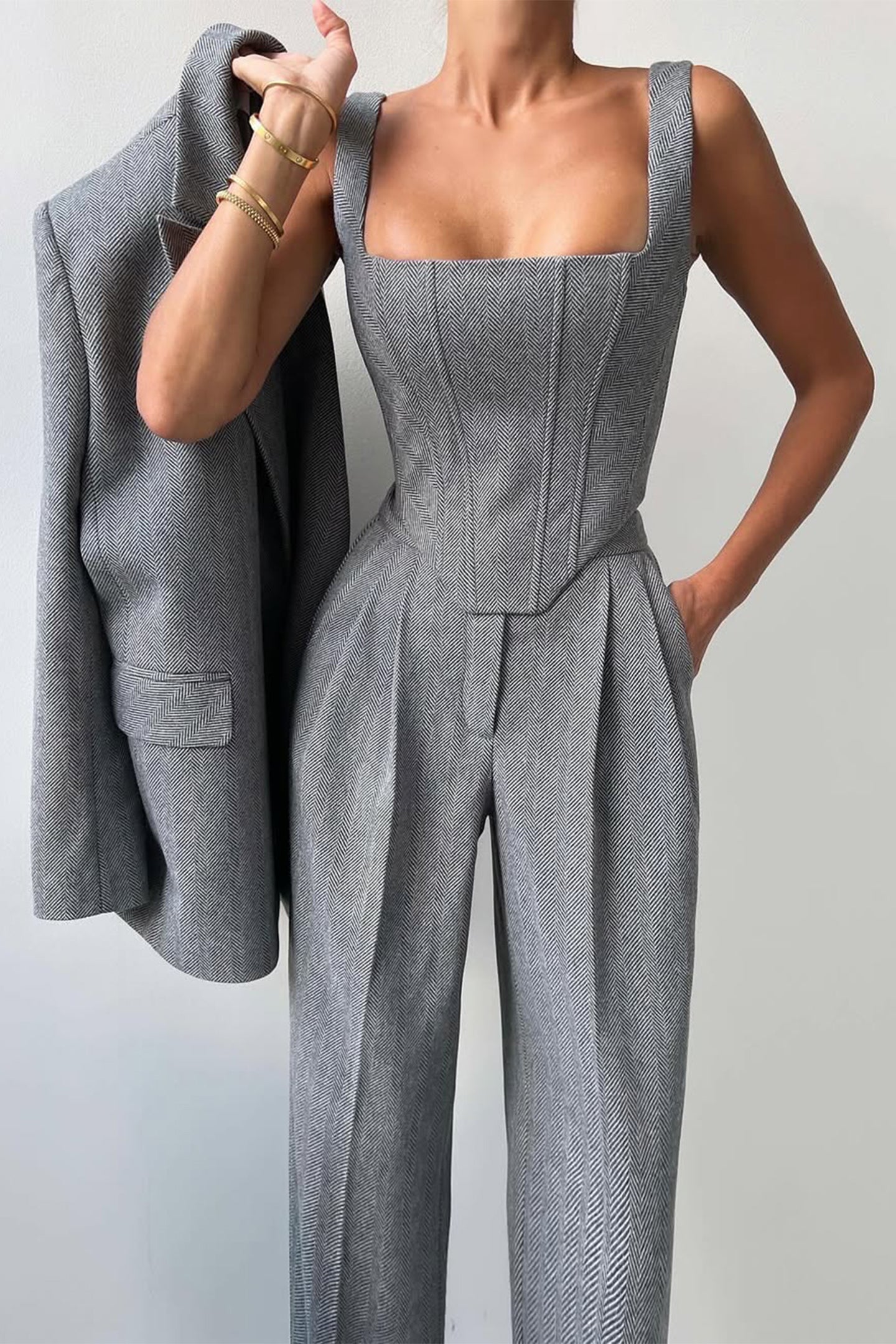 Stilværk™ | Tre-delt sæt med dobbeltradet blazer