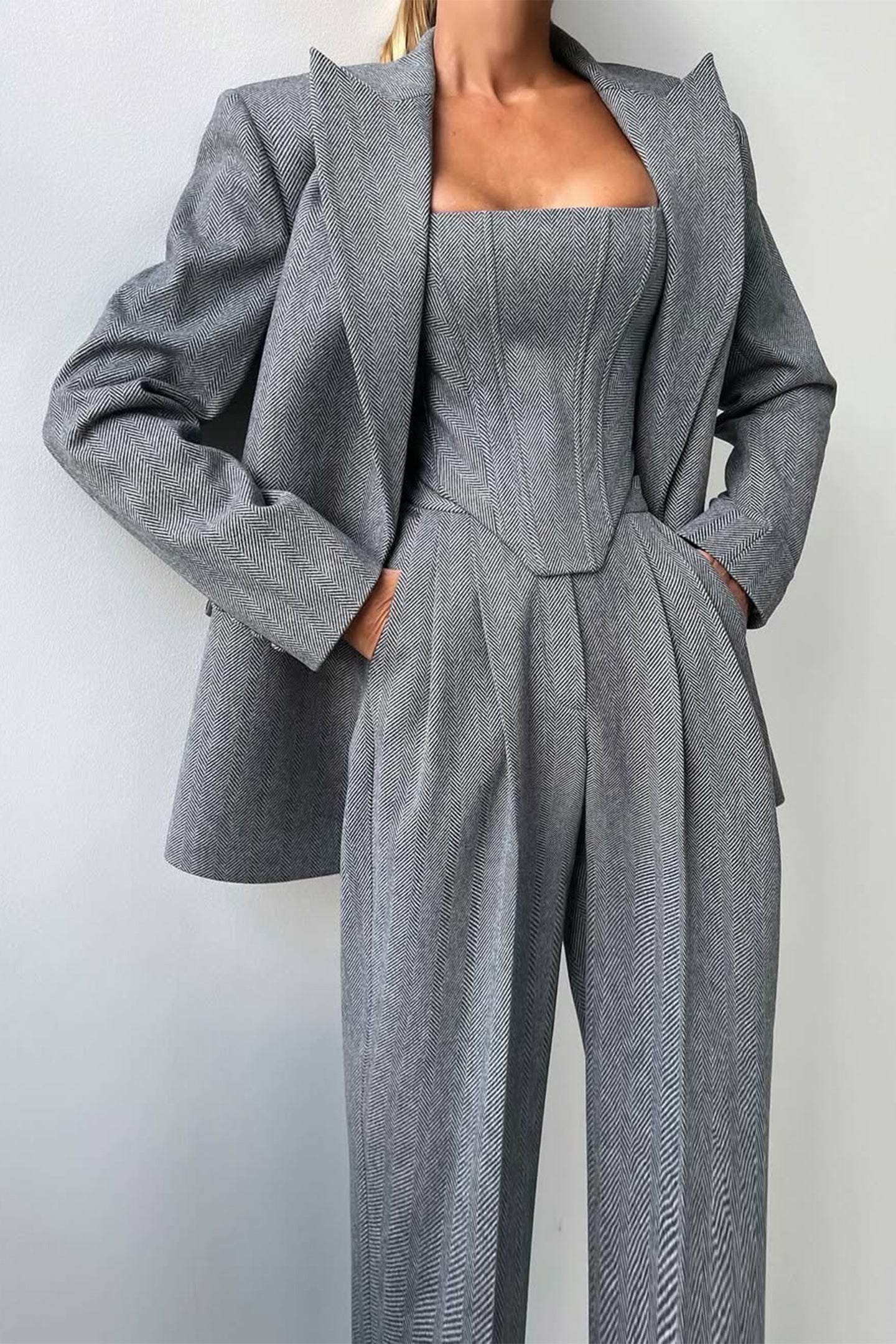 Stilværk™ | Tre-delt sæt med dobbeltradet blazer