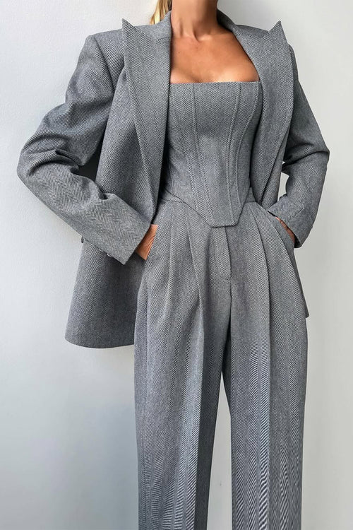 Stilværk™ | Tre-delt sæt med dobbeltradet blazer