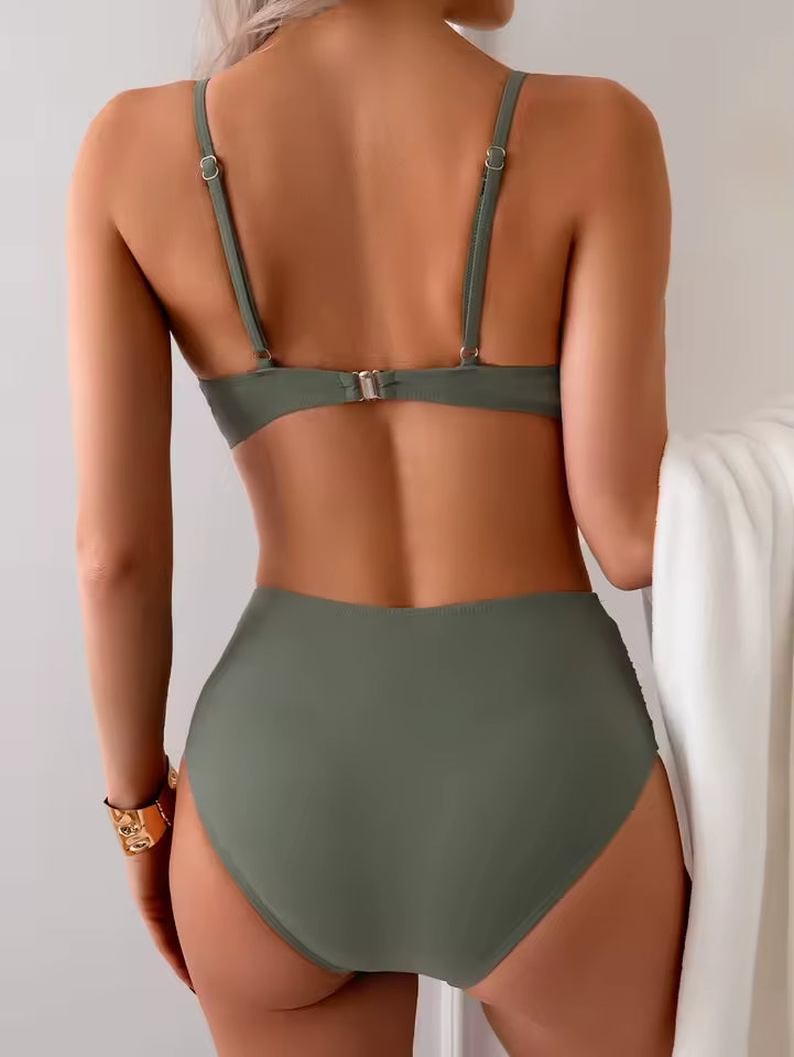 Stilværk™ | Elegant Højtaljet Bikini med Twist-Top