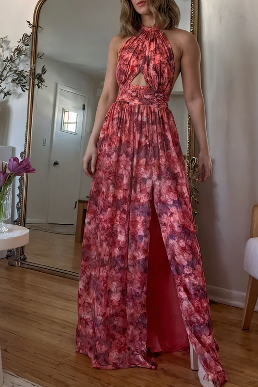 Stilværk™ | Rygløs maxikjole med blomsterprint