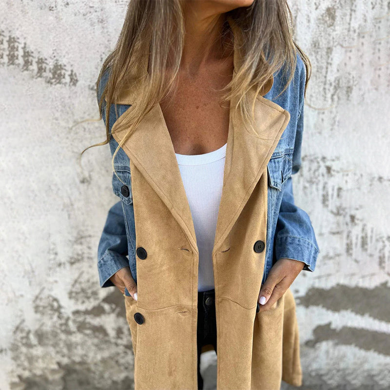 Stilværk™ | LongCoat: Mellemlang Trenchcoat Med Stilfuld Krave Og Lommer