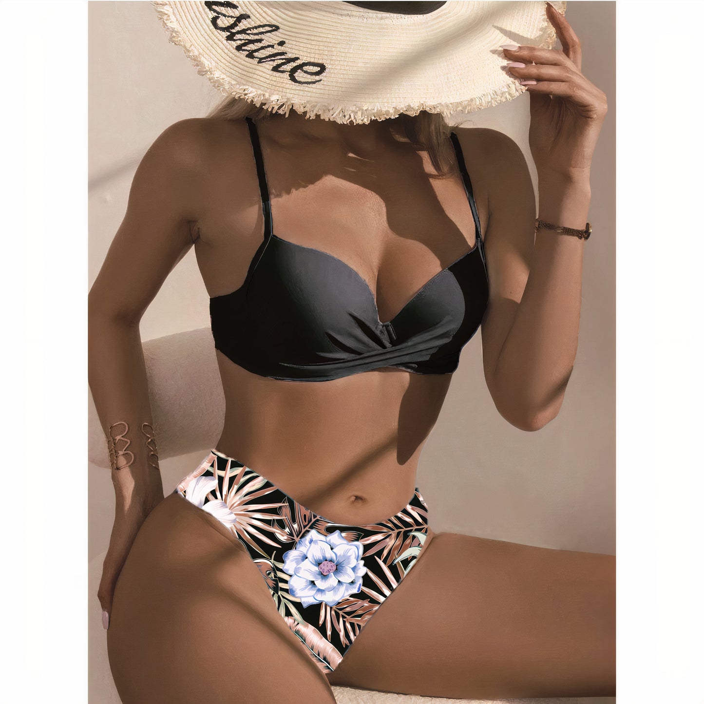 Stilværk™ | 3-delt Tropisk Bikinisæt med Kimono