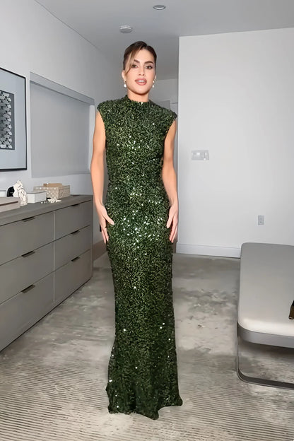 Stilværk™ | Elastisk paillet-maxikjole uden ryg