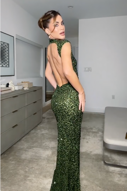 Stilværk™ | Elastisk paillet-maxikjole uden ryg