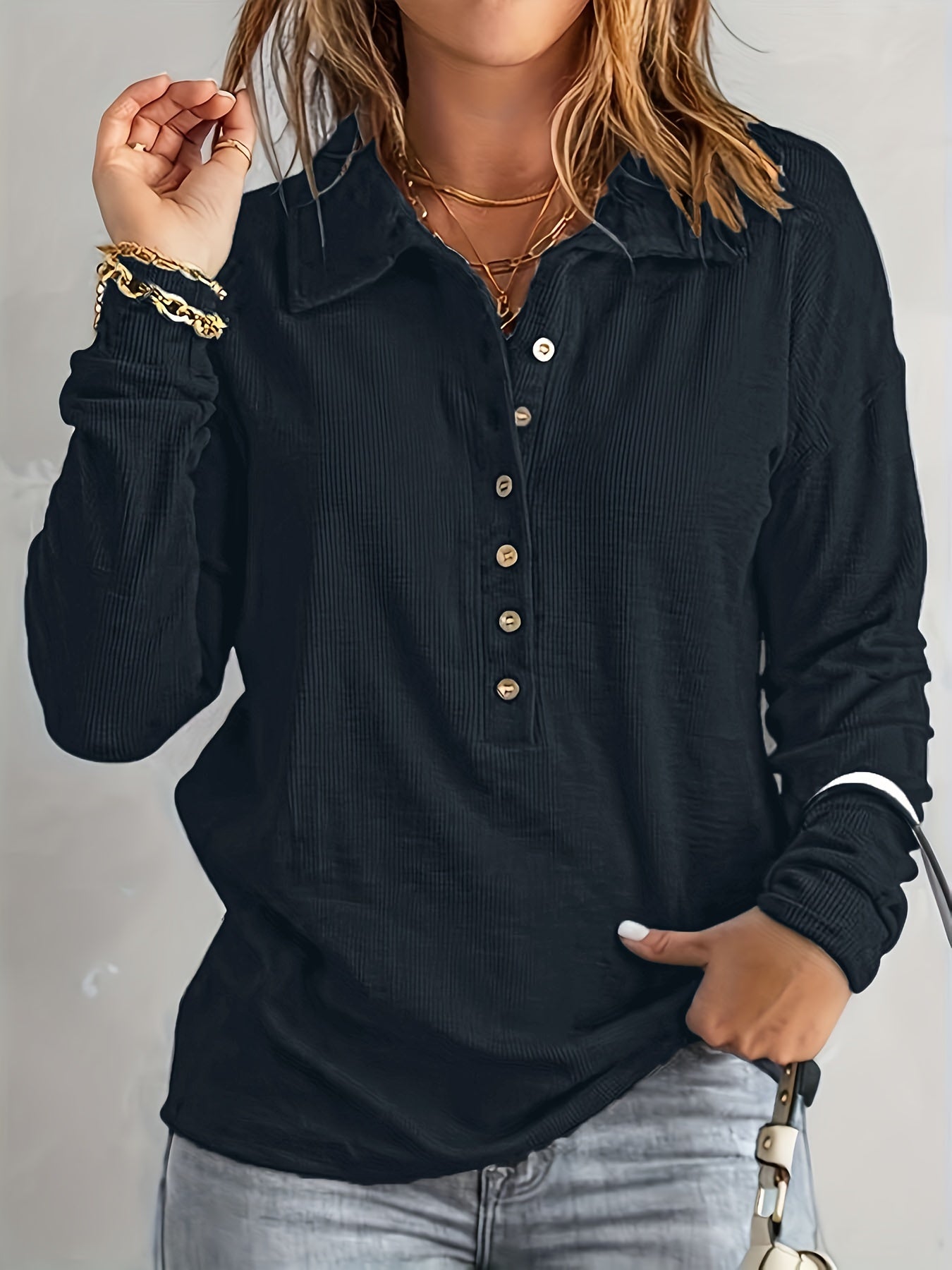 Stilværk™ | Blød og Afslappet Langærmet Bluse