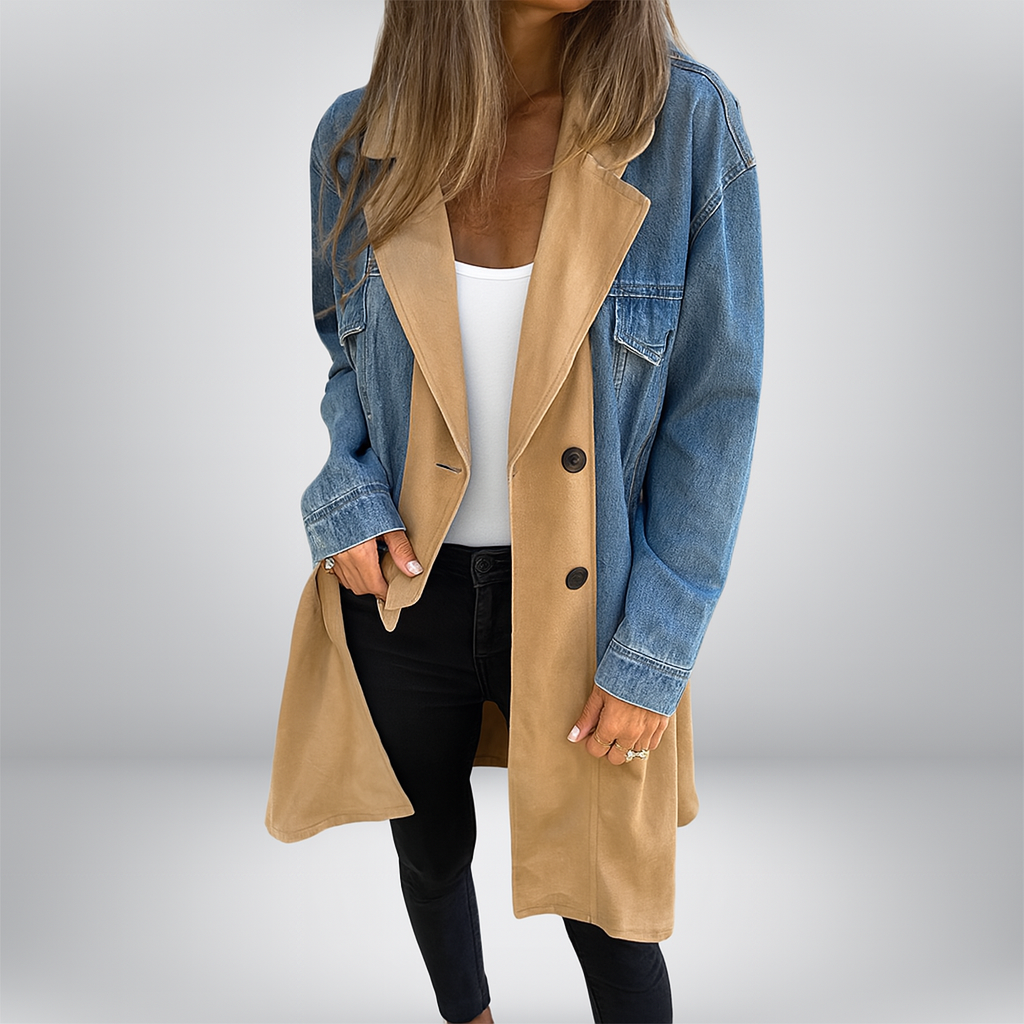 Stilværk™ | LongCoat: Mellemlang Trenchcoat Med Stilfuld Krave Og Lommer