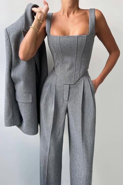 Stilværk™ | Tre-delt sæt med dobbeltradet blazer